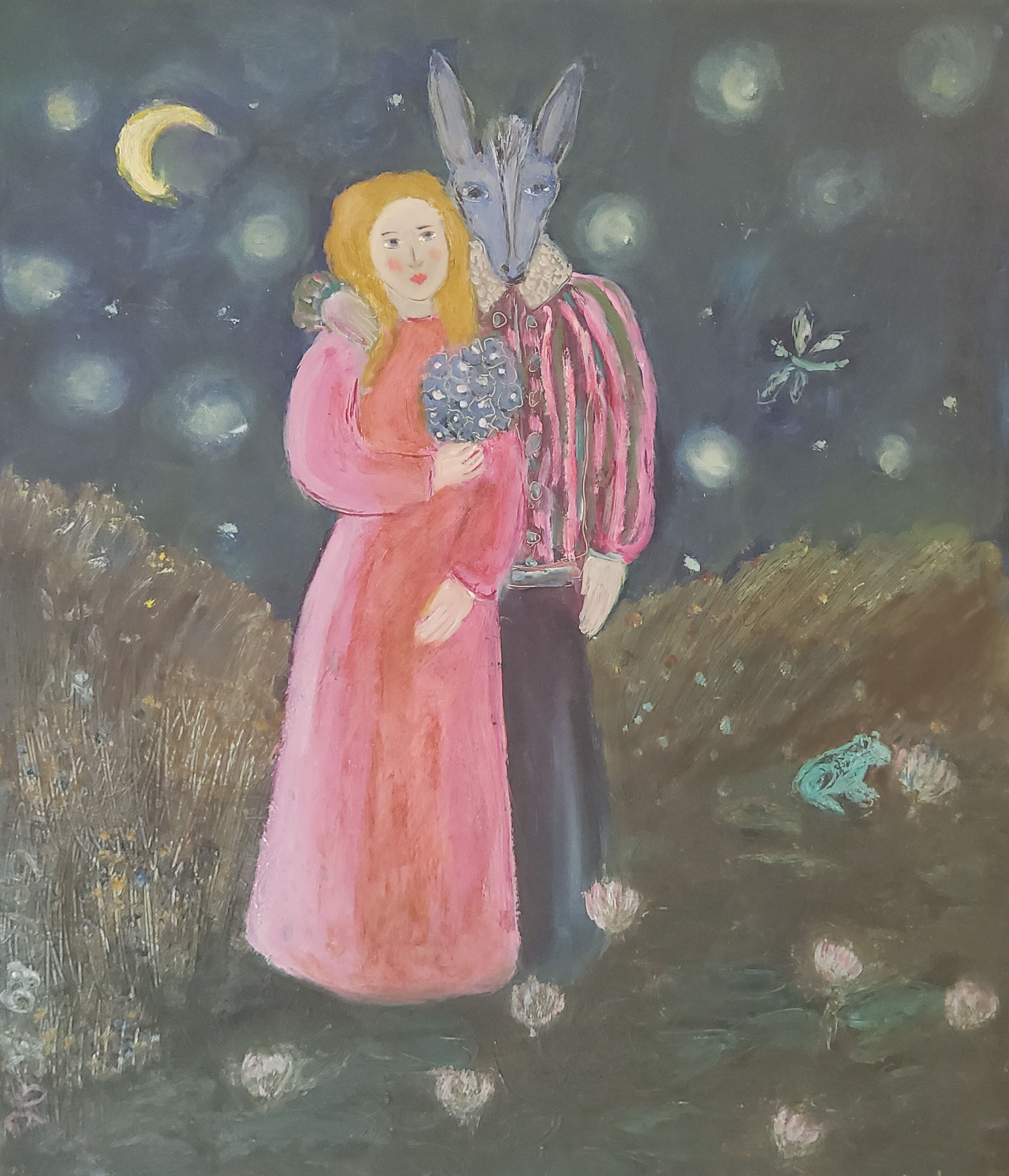 Gerlinde Ruprecht, Das Paar im Sumpf, Öl/Hartfaser, 1996, 61,7 x 44,5 cm